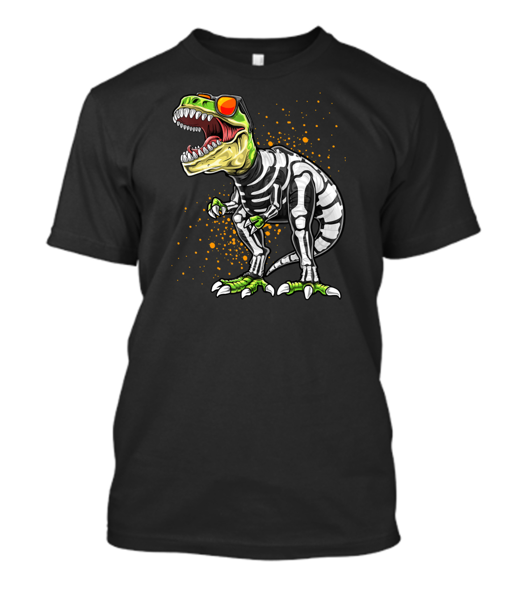Halloween T-Rex Dinosaur Skeleton Costume With Green Accents T-Shirt