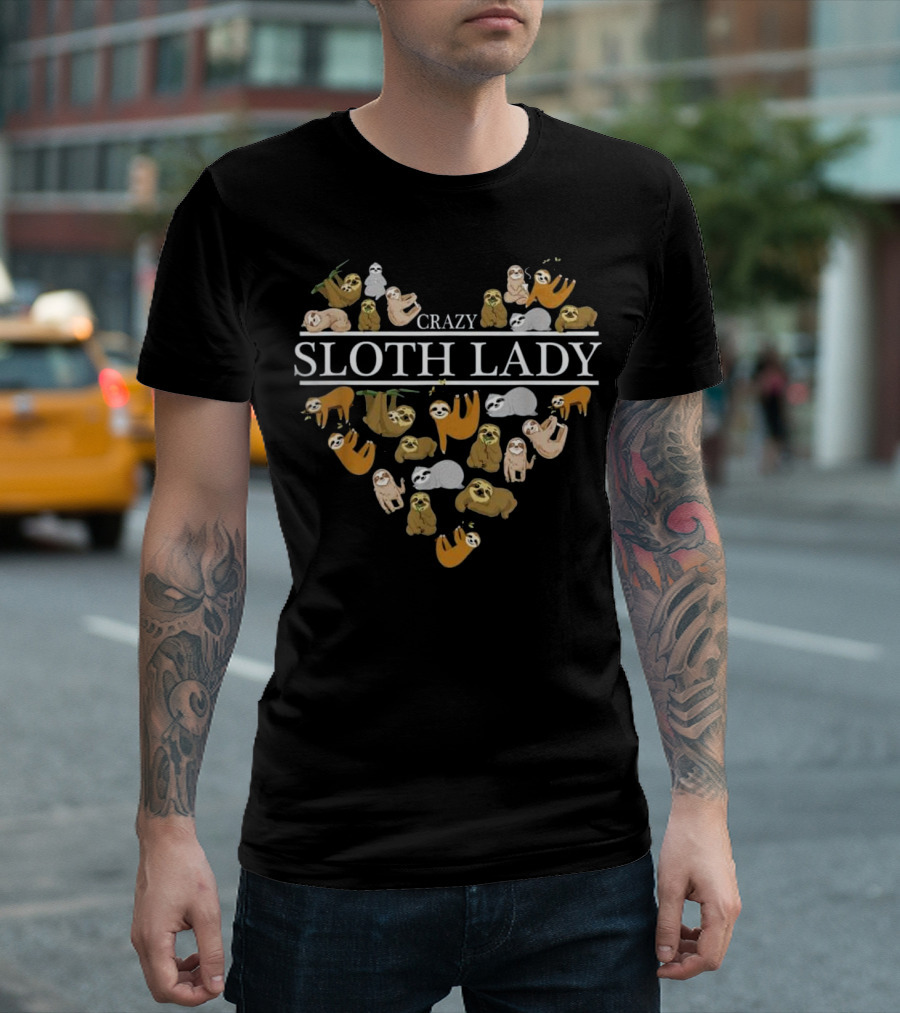 Crazy Sloth Lady Heartful Sloth Adoration T-Shirt