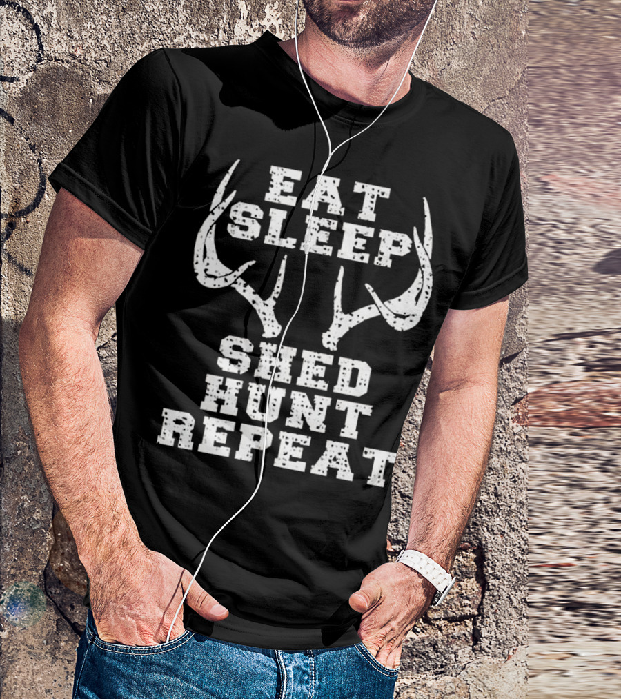 Eat Sleep Shed Hunt Repeat Deer Antler H T-Shirt