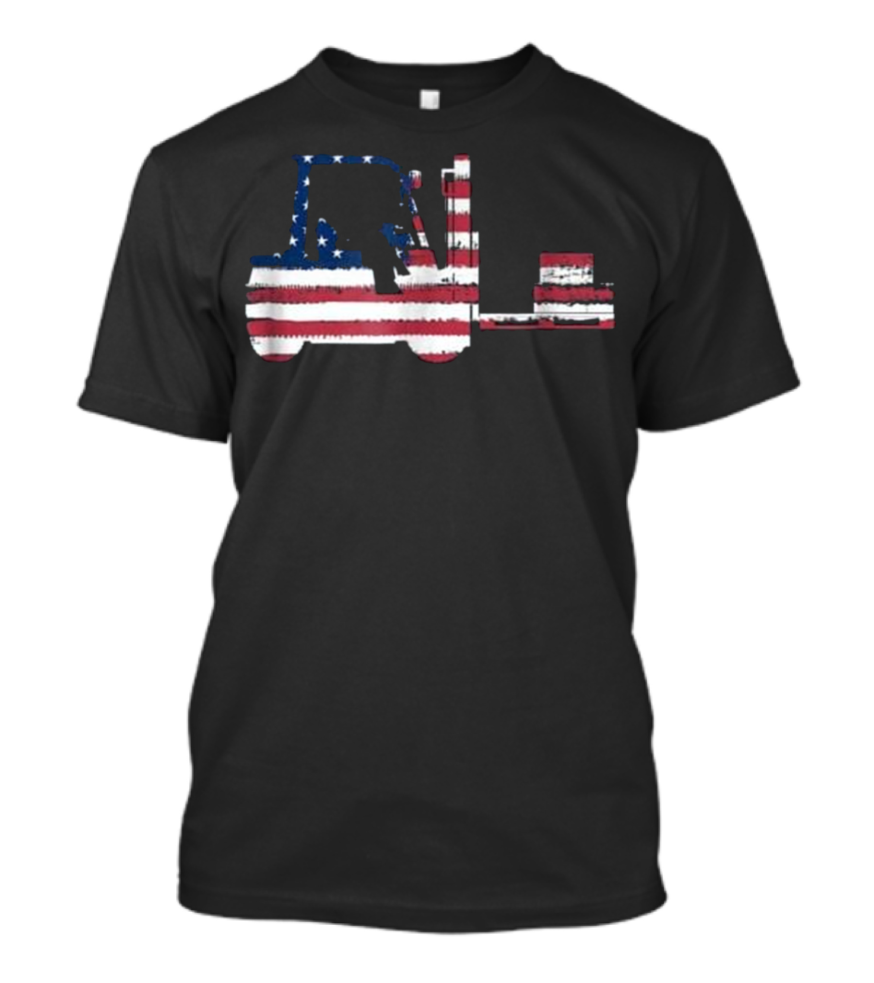 Patriotic American Flag Forklift Driver T-Shirt