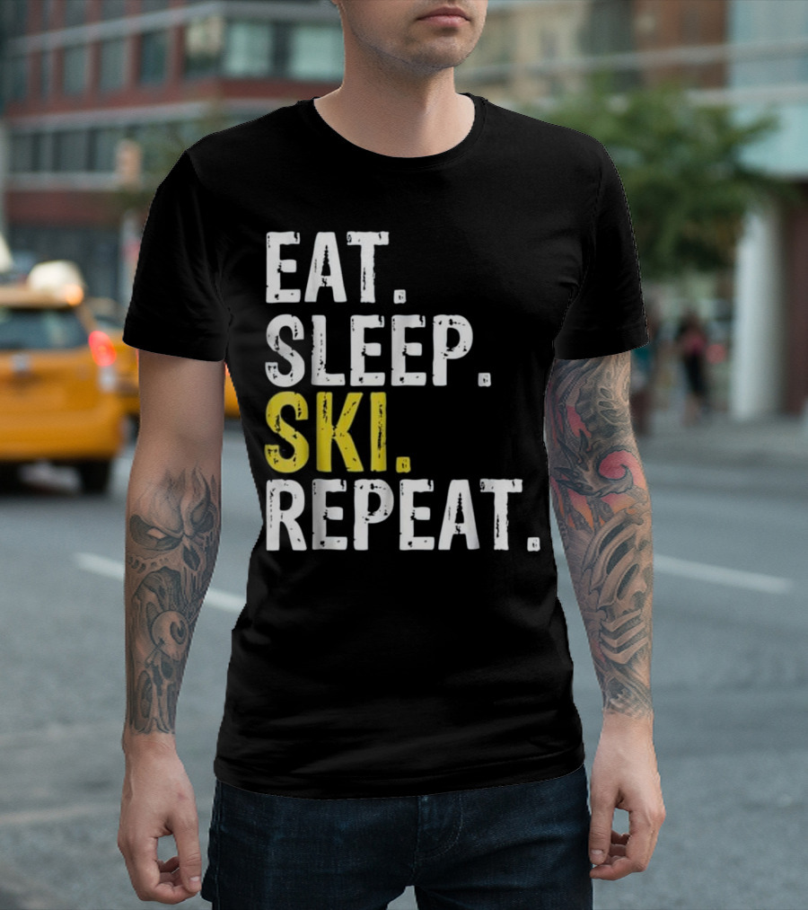 Eat Sleep Ski Repeat Skiing Gift T-Shirt