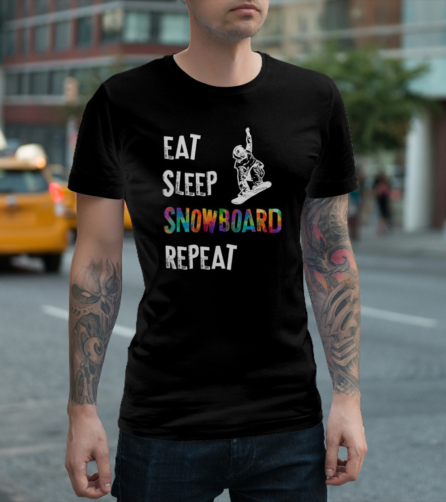 Eat Sleep Snowboard Repeat Snowboard Colorful Snowboarder T-Shirt
