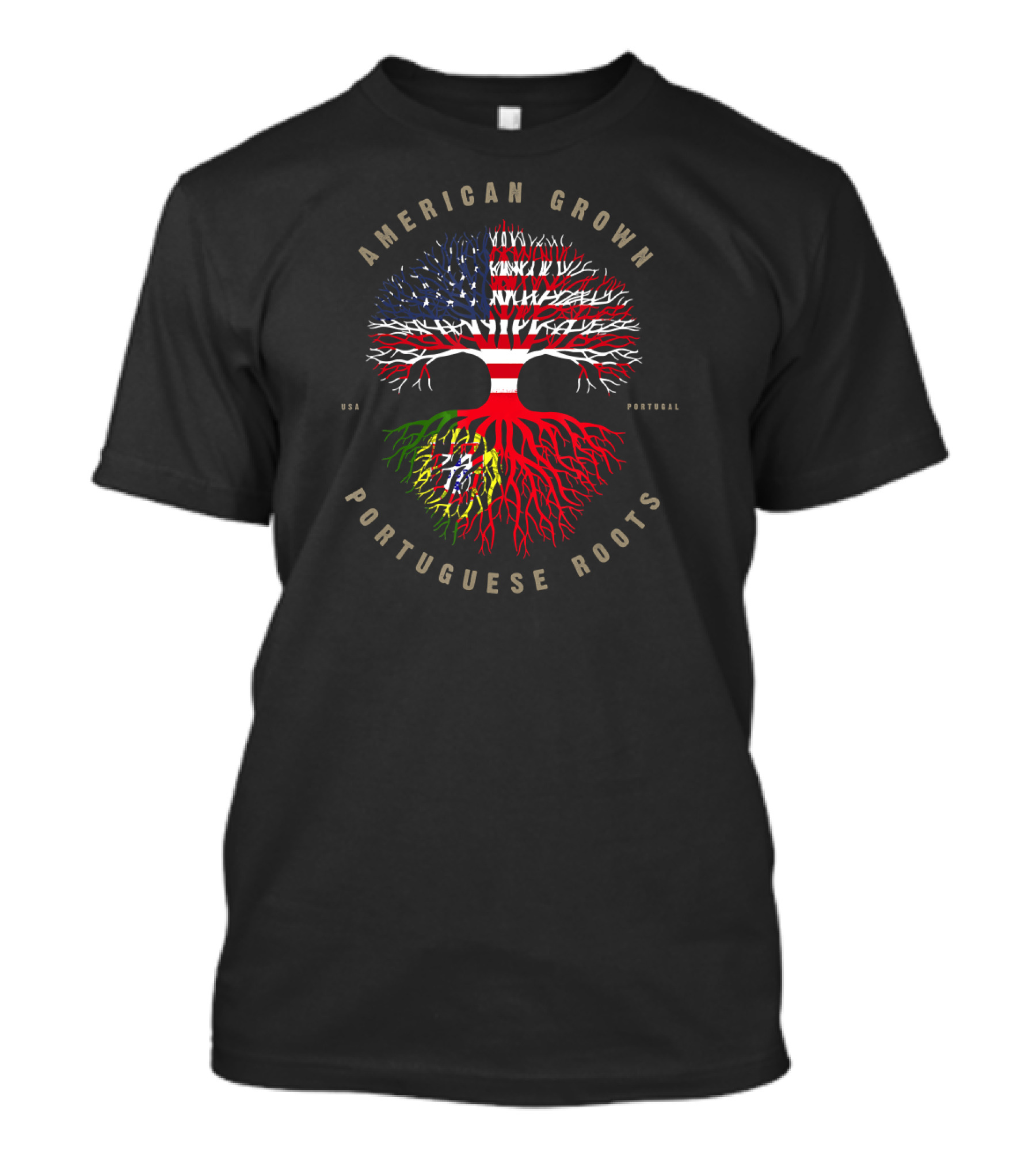 American Grown Portuguese Roots USA Portugal Flag T-Shirt