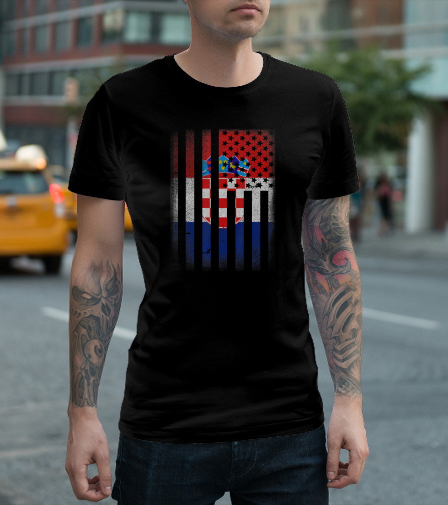 Croatian American Flag Croatia USA Symbol Blend T-Shirt