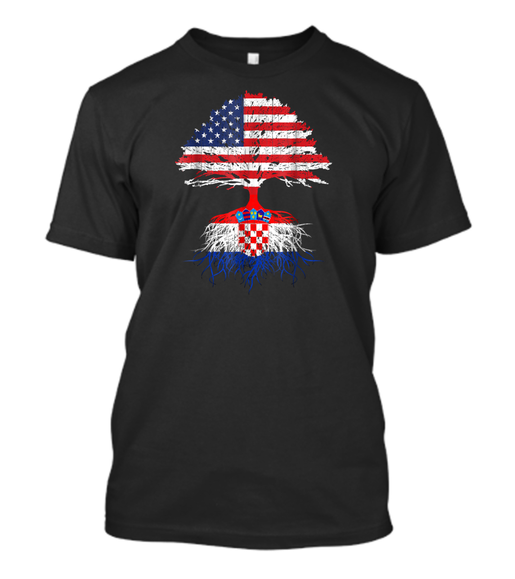 Croatian Roots American Grown Croatia Flag Tree T-Shirt