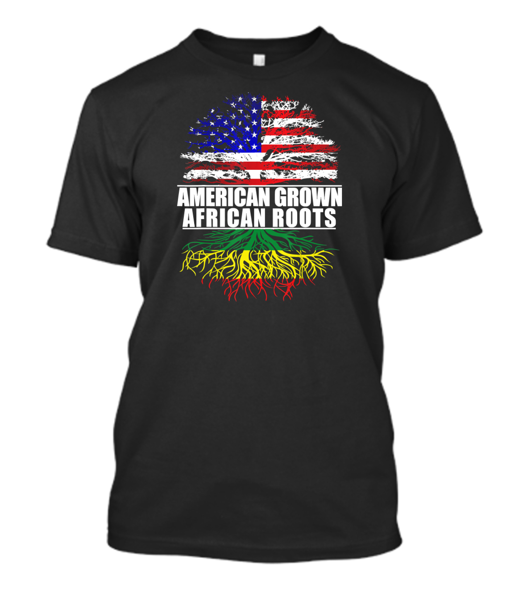 American Grown African Roots Flag Tree T-Shirt