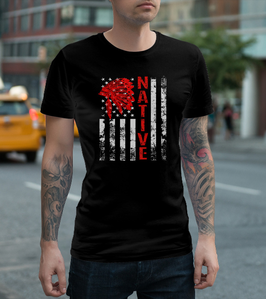 Native American Day Vintage Flag Native USA T-Shirt