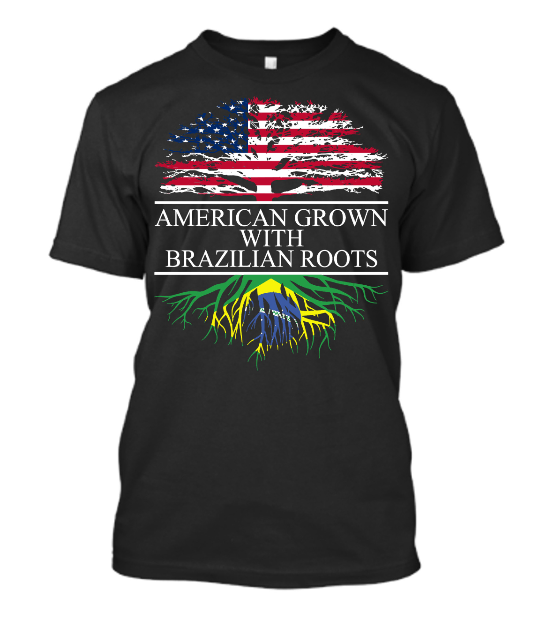 American Grown With Brazilian Roots Tree Flag T-Shirt