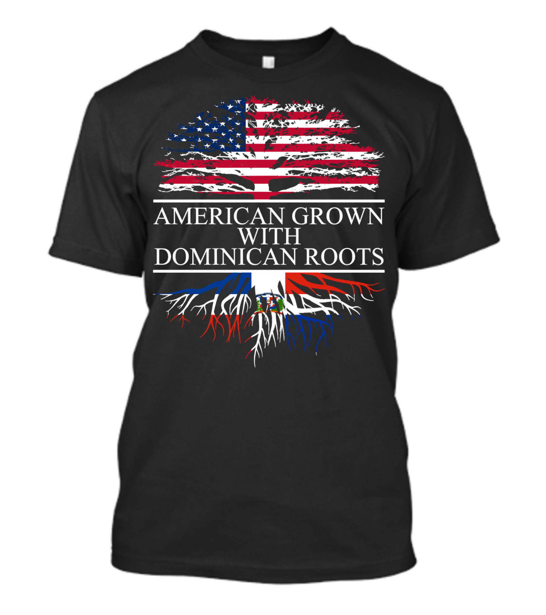 American Grown With Dominican Roots Flag Tree Symbolism T-Shirt