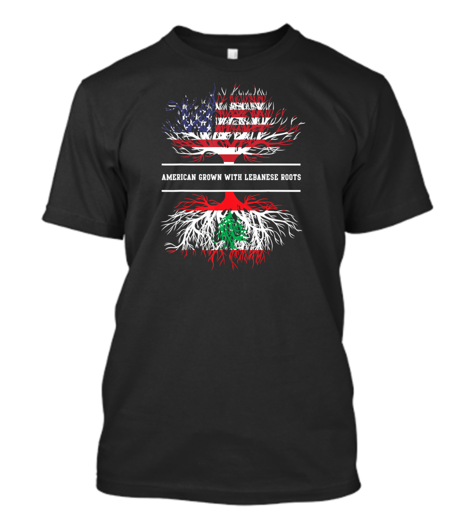 American Grown With Lebanese Roots USA Flag And Cedar Tree T-Shirt