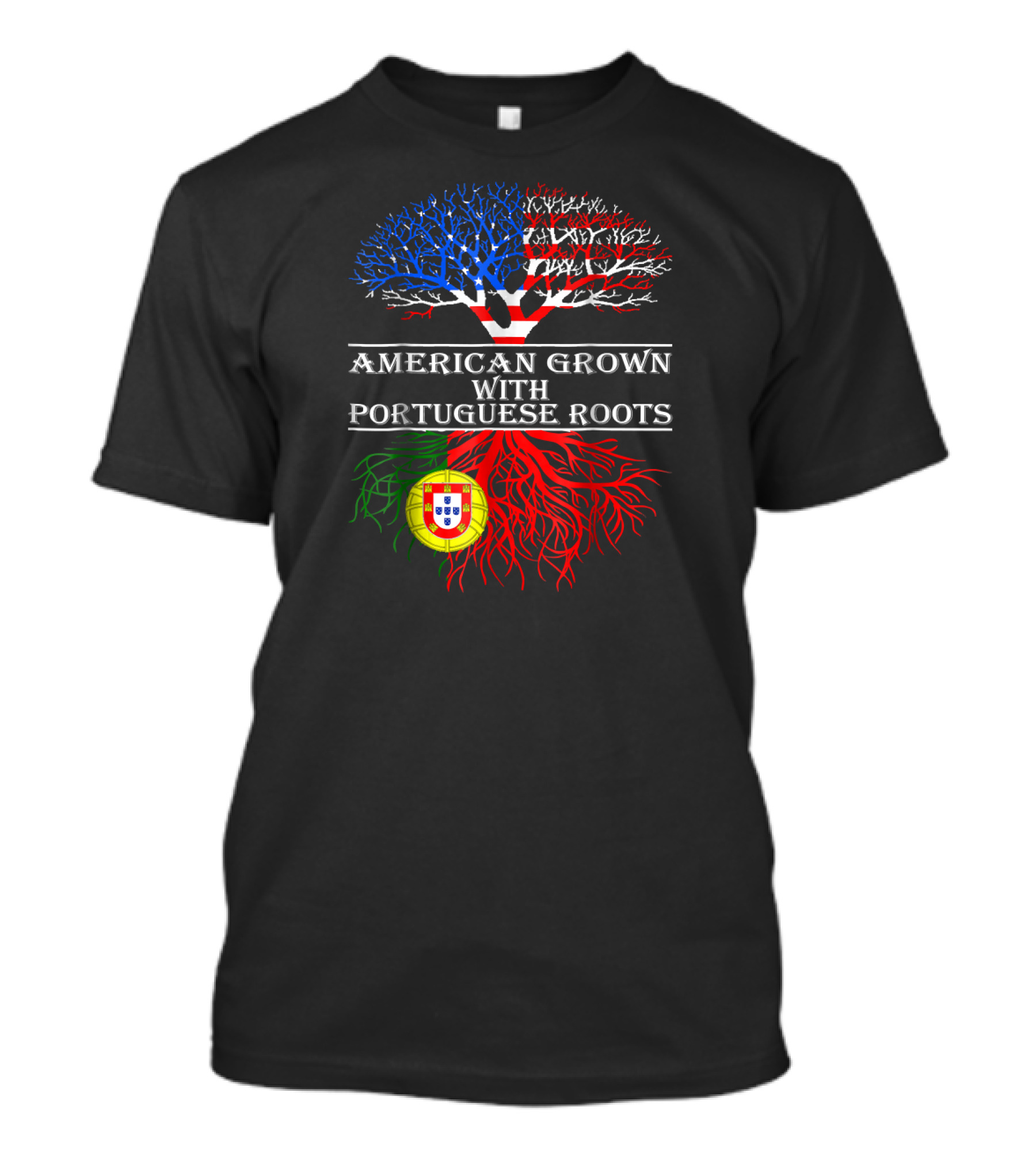 American Grown With Portuguese Roots Tree Flag Heritage T-Shirt