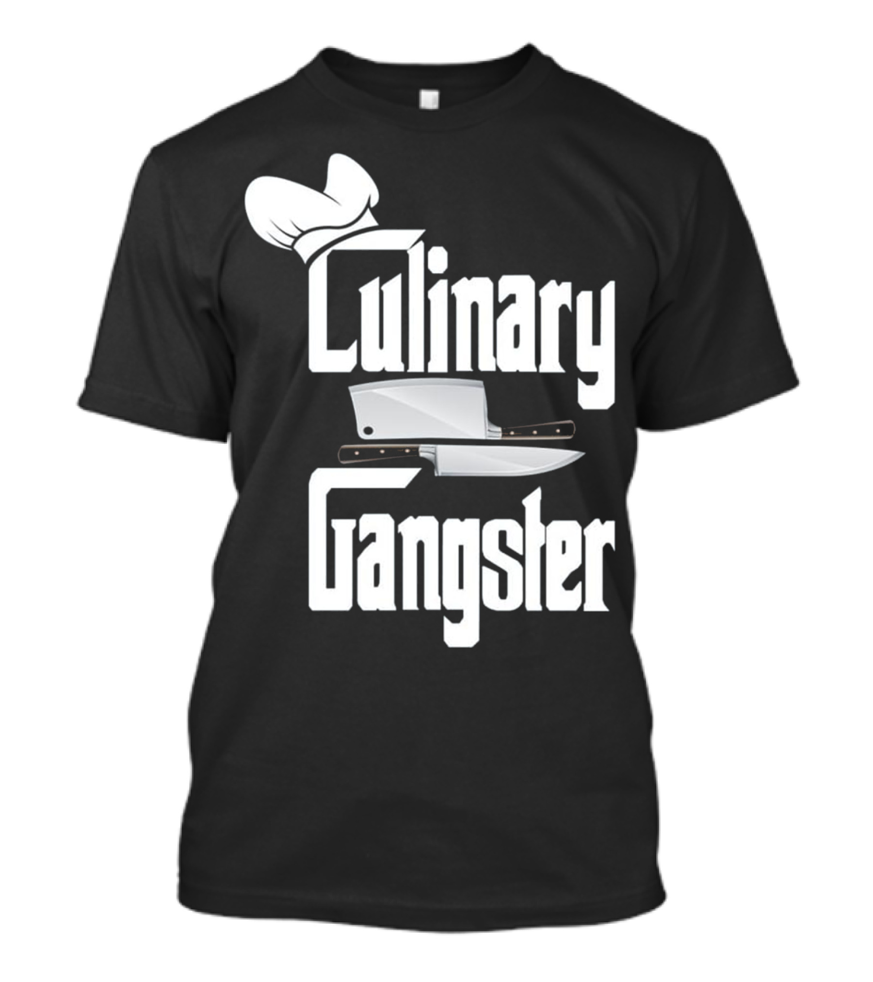 Culinary Gangster Chef Hat And Cleaver Knives T-Shirt