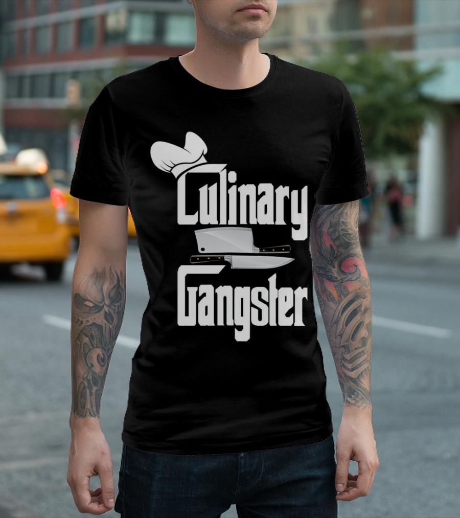 Culinary Gangster Chef Hat And Cleaver Knives T-Shirt