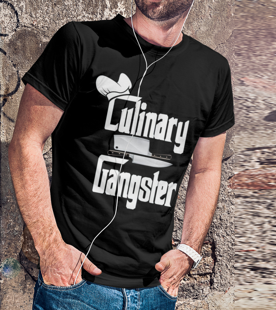 Culinary Gangster Chef Hat And Cleaver Knives T-Shirt