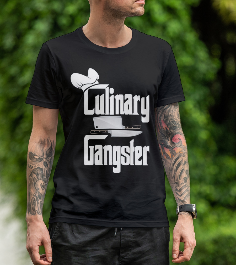 Culinary Gangster Chef Hat And Cleaver Knives T-Shirt