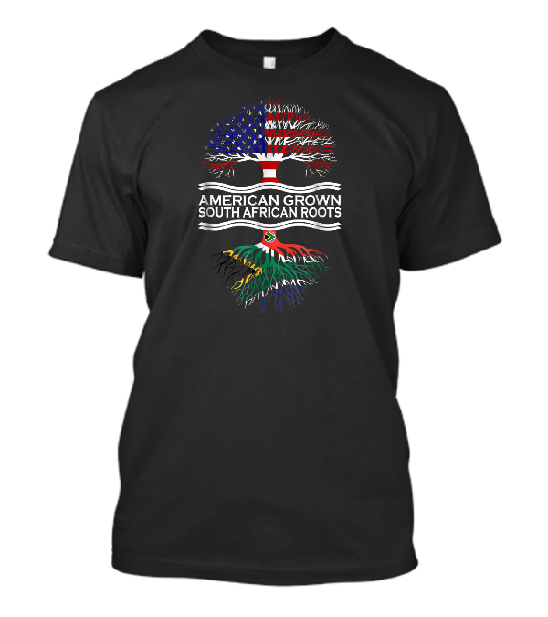 American Grown South African Roots United States Flag Tree South African Flag Roots T-Shirt