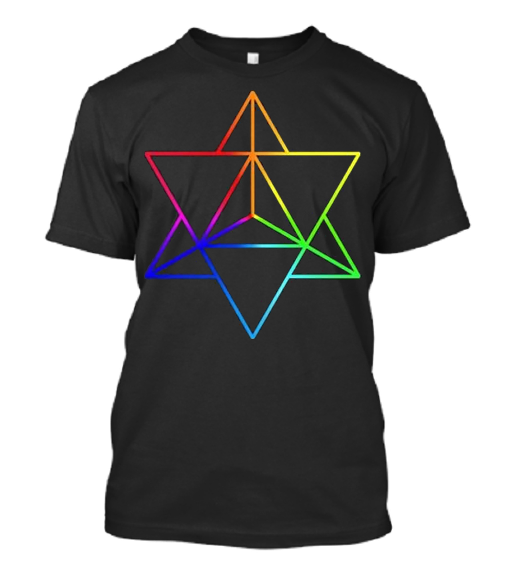 Sacred Geometry Merkaba Zen Yoga Long Slee Rainbow Star Tetrahedron T-Shirt
