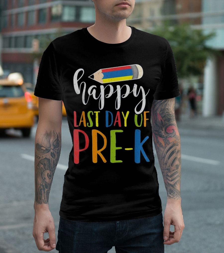 Happy Last Day of Pre-K Crayon Teacher T-Shirt