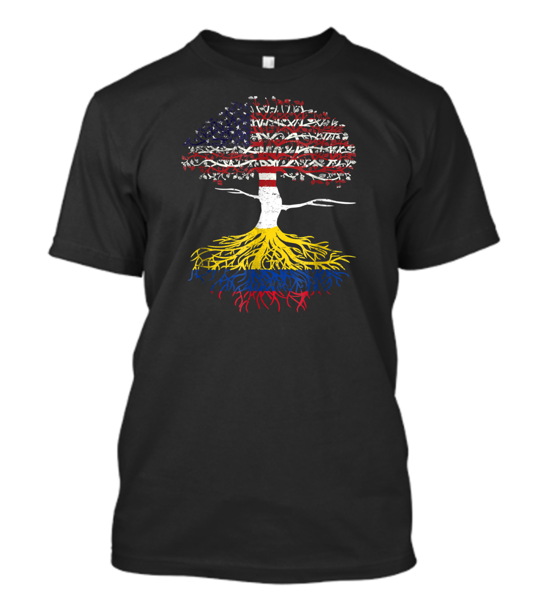 American Flag Tree With Colombian Roots Patriot US T-Shirt