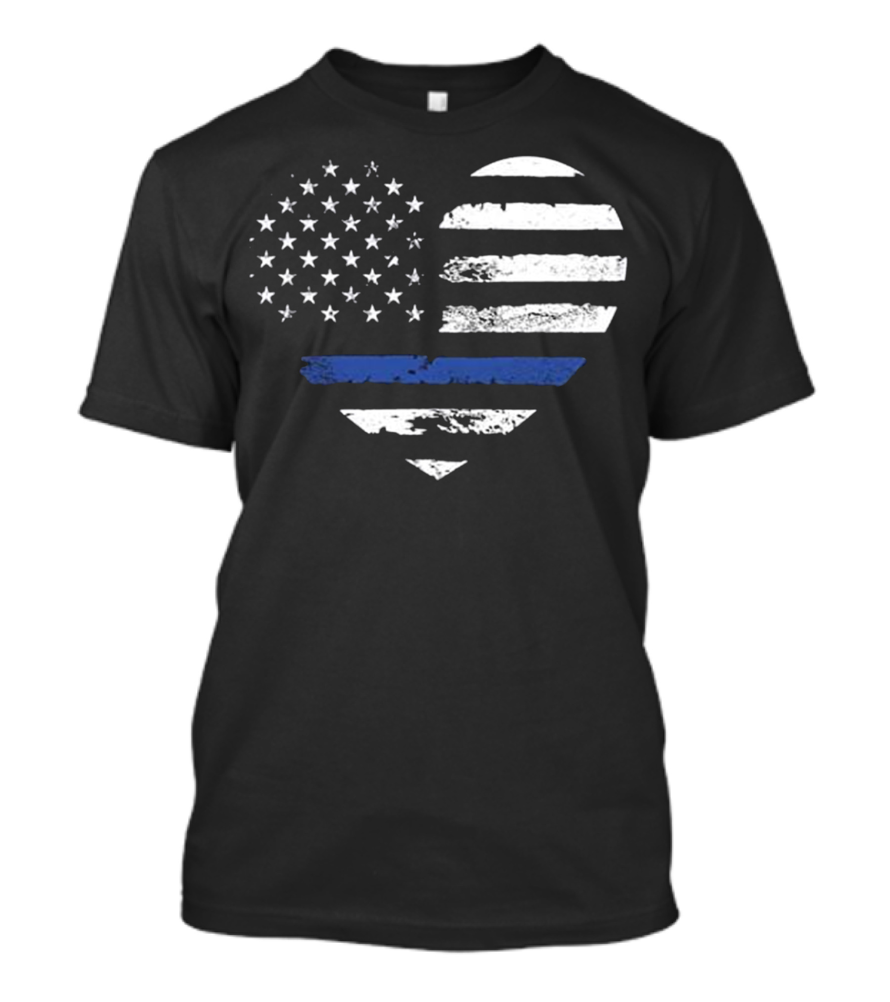 Police Officer Support American Flag Heart Thin Blue Line T-Shirt