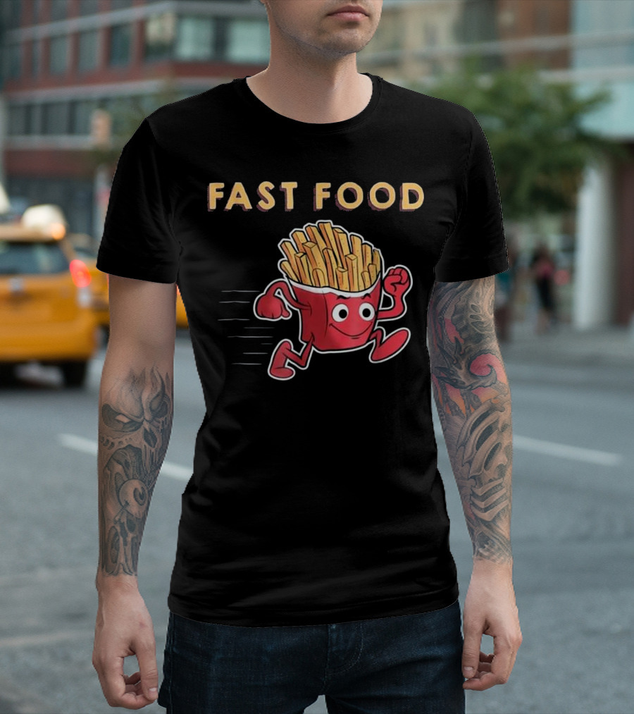 Cute and Funny Fast Food Running French Fries Fast Food T-Shirt