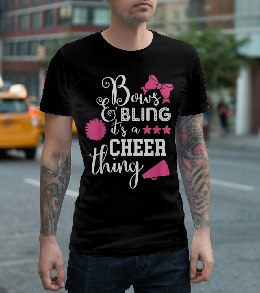 Bows and Bling It's a Cheer Thing with Stars and Pom Pom T-Shirt