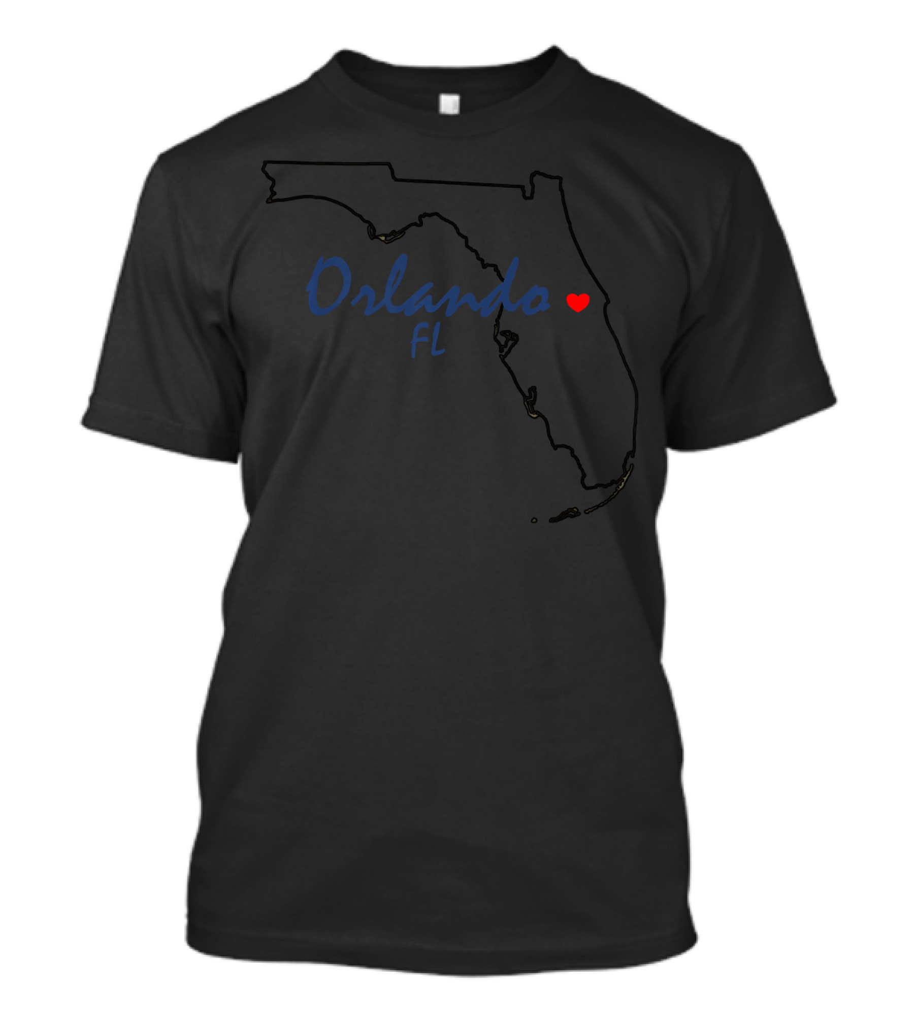 Sakorb Hometown Collection Orlando FL Heart Map Outline T-Shirt