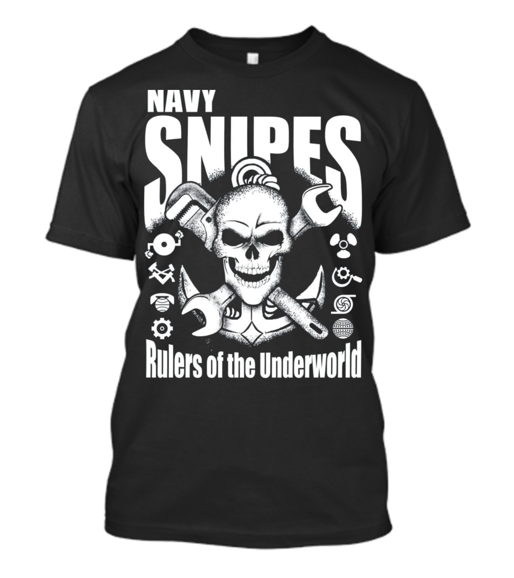 Navy Snipes Rulers Of The Underworld Skull And Tools T-Shirt