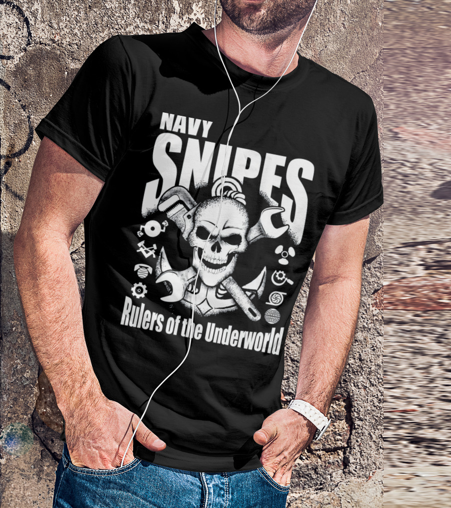 Navy Snipes Rulers Of The Underworld Skull And Tools T-Shirt