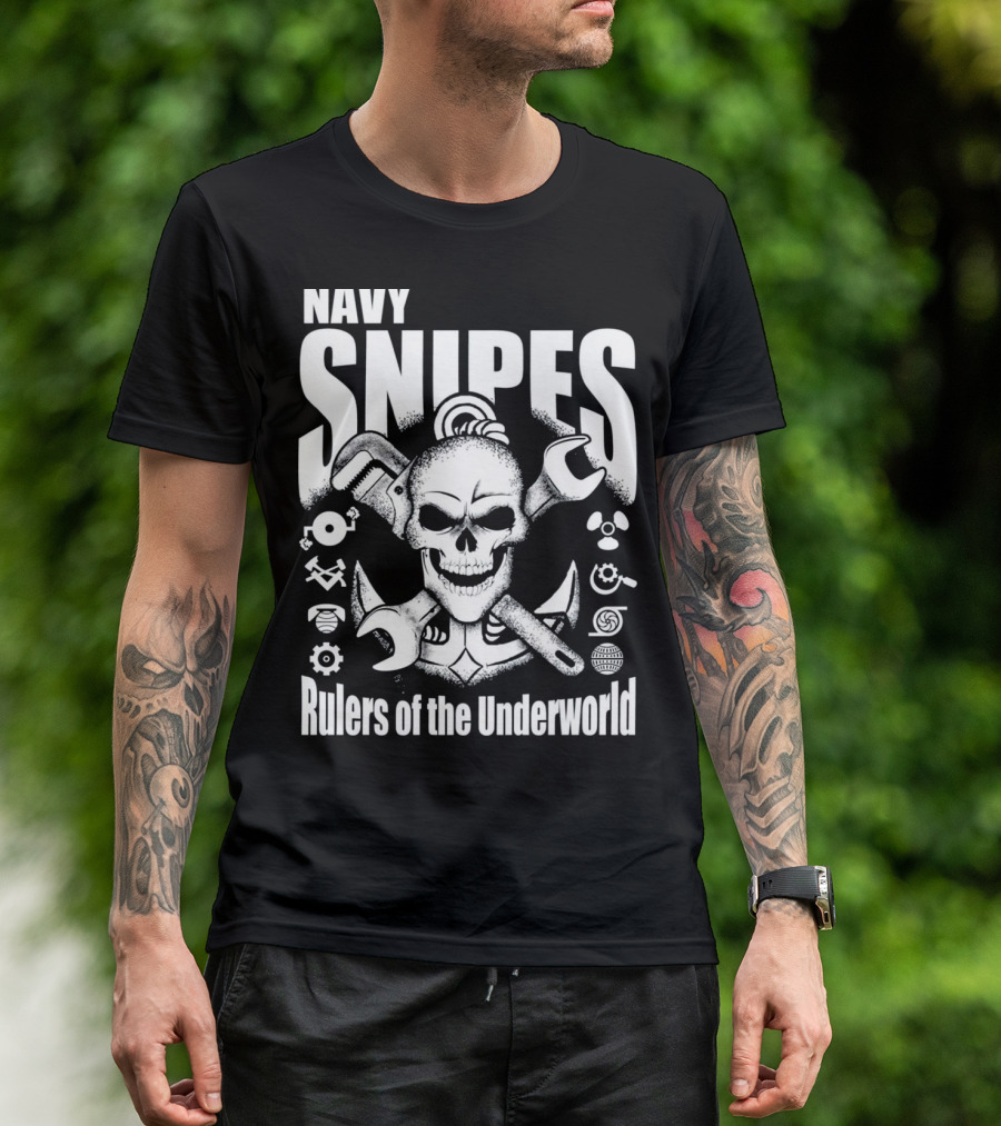 Navy Snipes Rulers Of The Underworld Skull And Tools T-Shirt