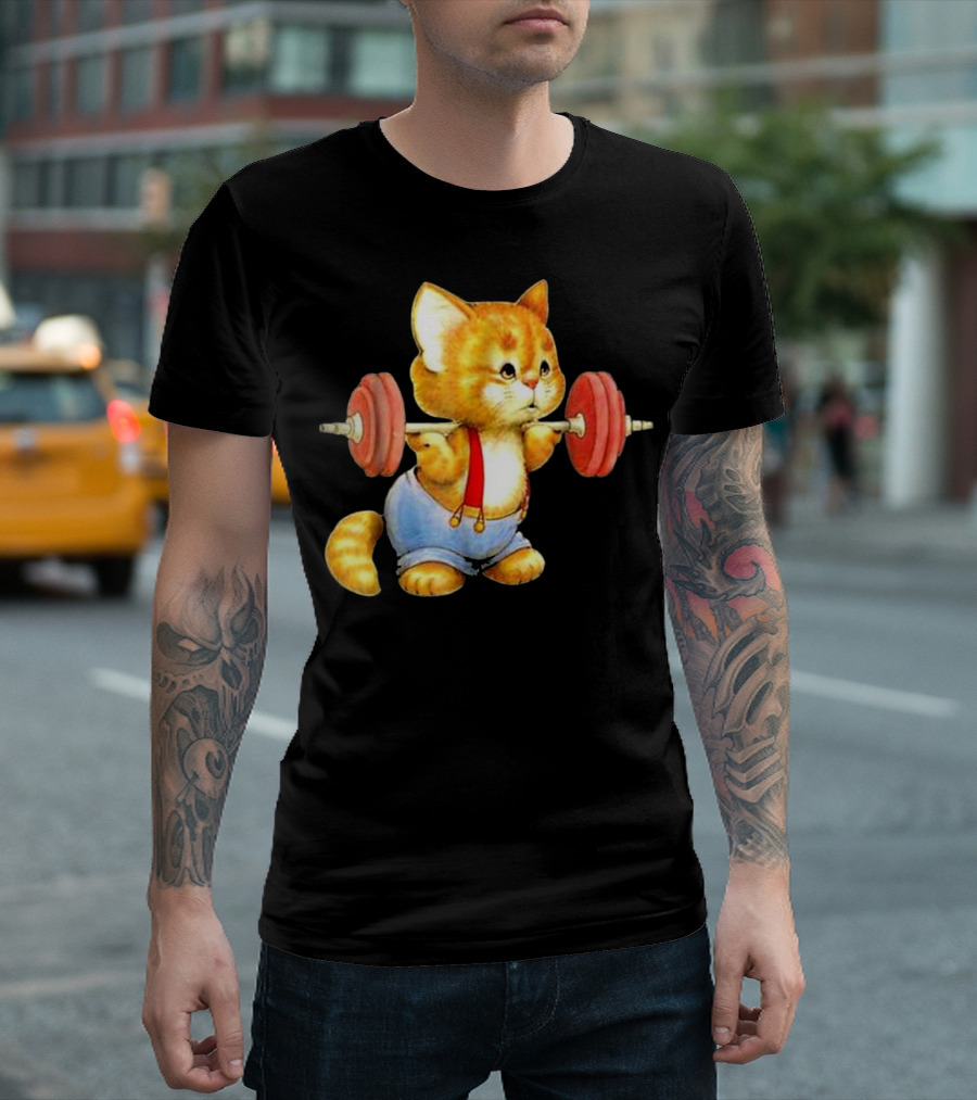 Cute Cat Weightlifting Squat Gym Powerlifting T-Shirt