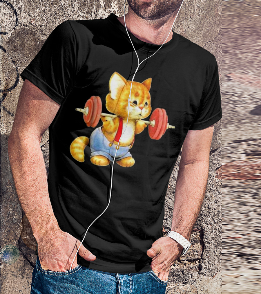 Cute Cat Weightlifting Squat Gym Powerlifting T-Shirt