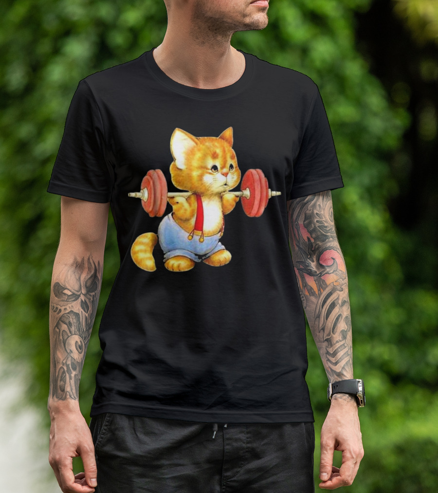 Cute Cat Weightlifting Squat Gym Powerlifting T-Shirt