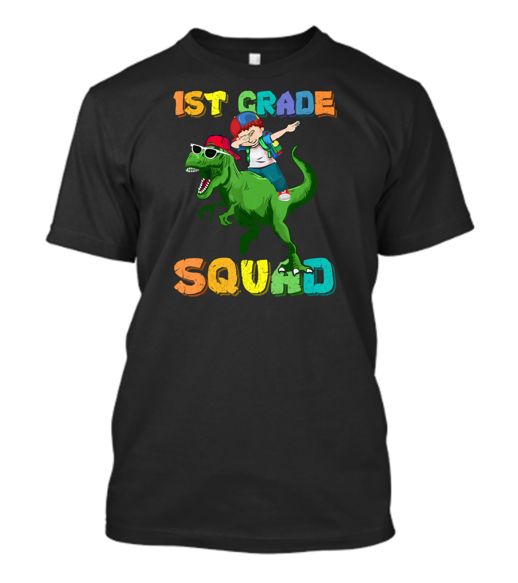 1st Grade Squad Dabbing Boy Riding Dinosaur T-Shirt