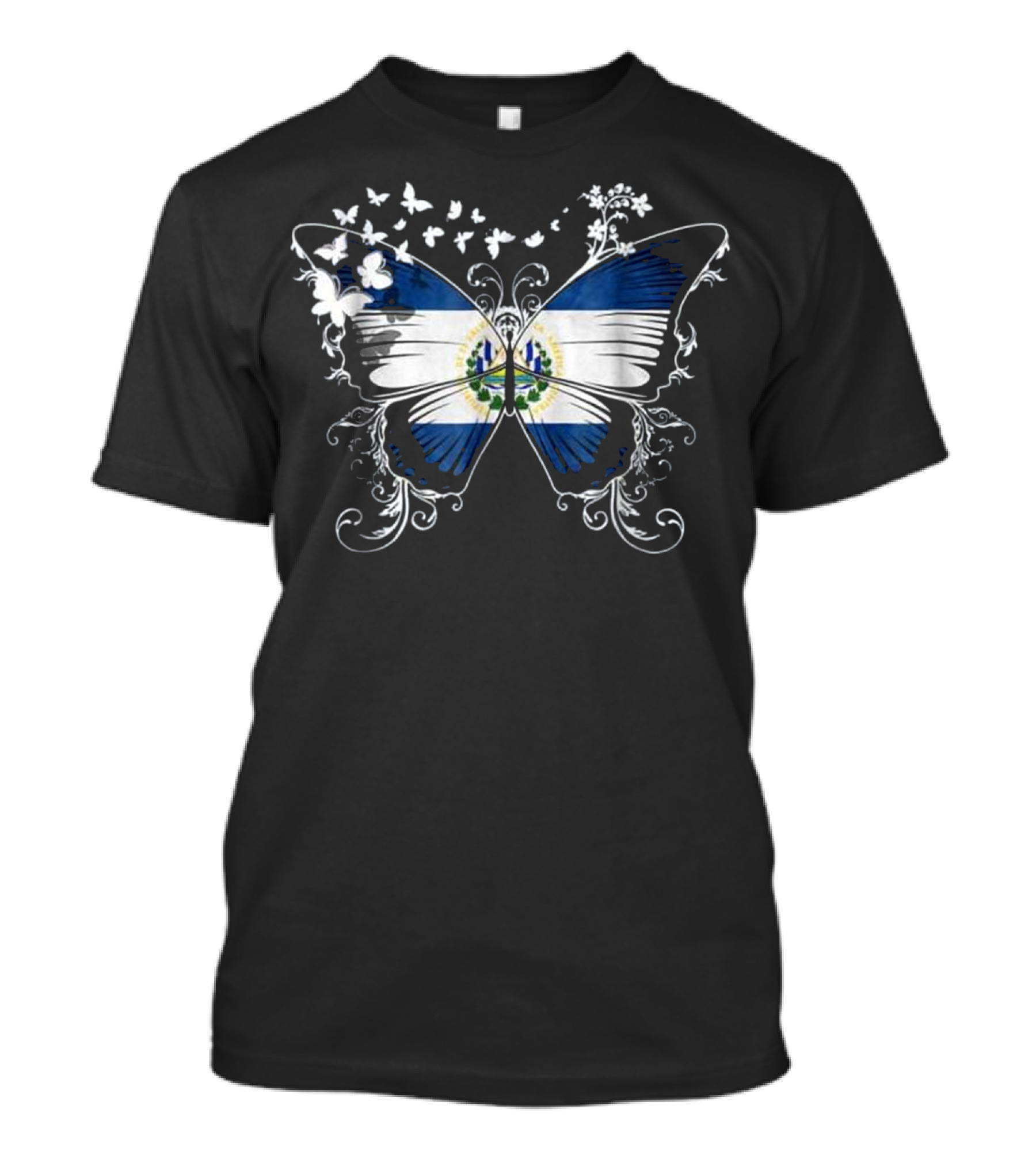 El Salvador Flag Butterfly Kaleidoscope T-Shirt