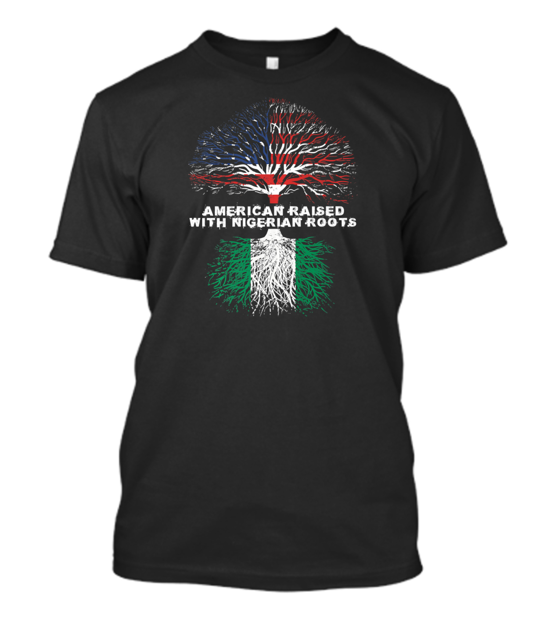 American Raised With Nigerian Roots Tree Flag T-Shirt