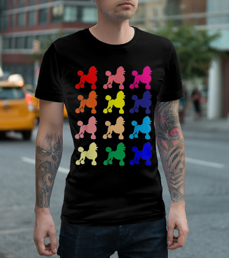 Poodle Lovers Dog Pop Art Colorful Silhouettes Gift T-Shirt