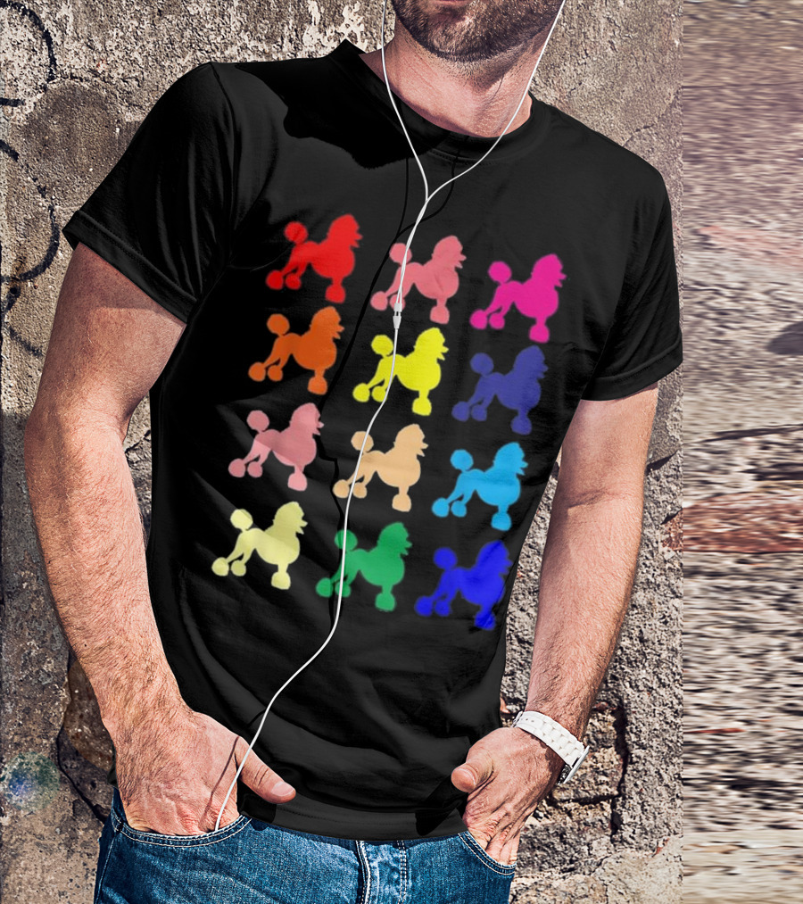 Poodle Lovers Dog Pop Art Colorful Silhouettes Gift T-Shirt