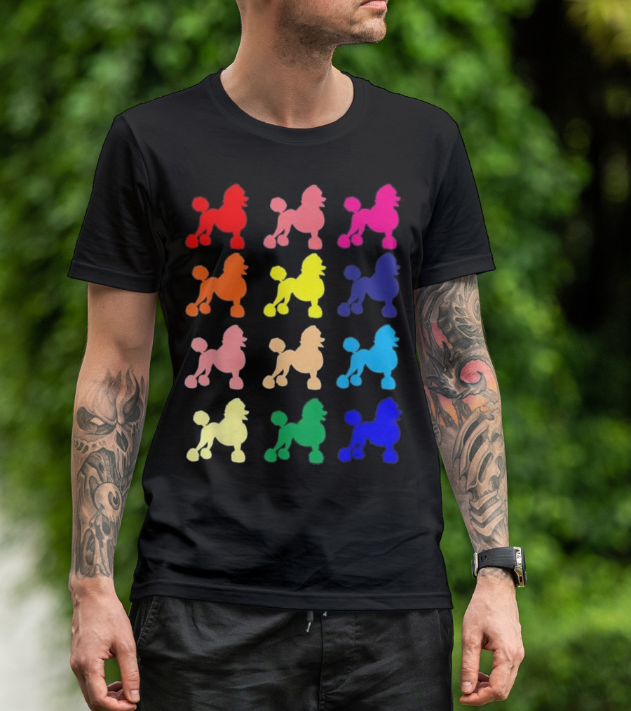 Poodle Lovers Dog Pop Art Colorful Silhouettes Gift T-Shirt