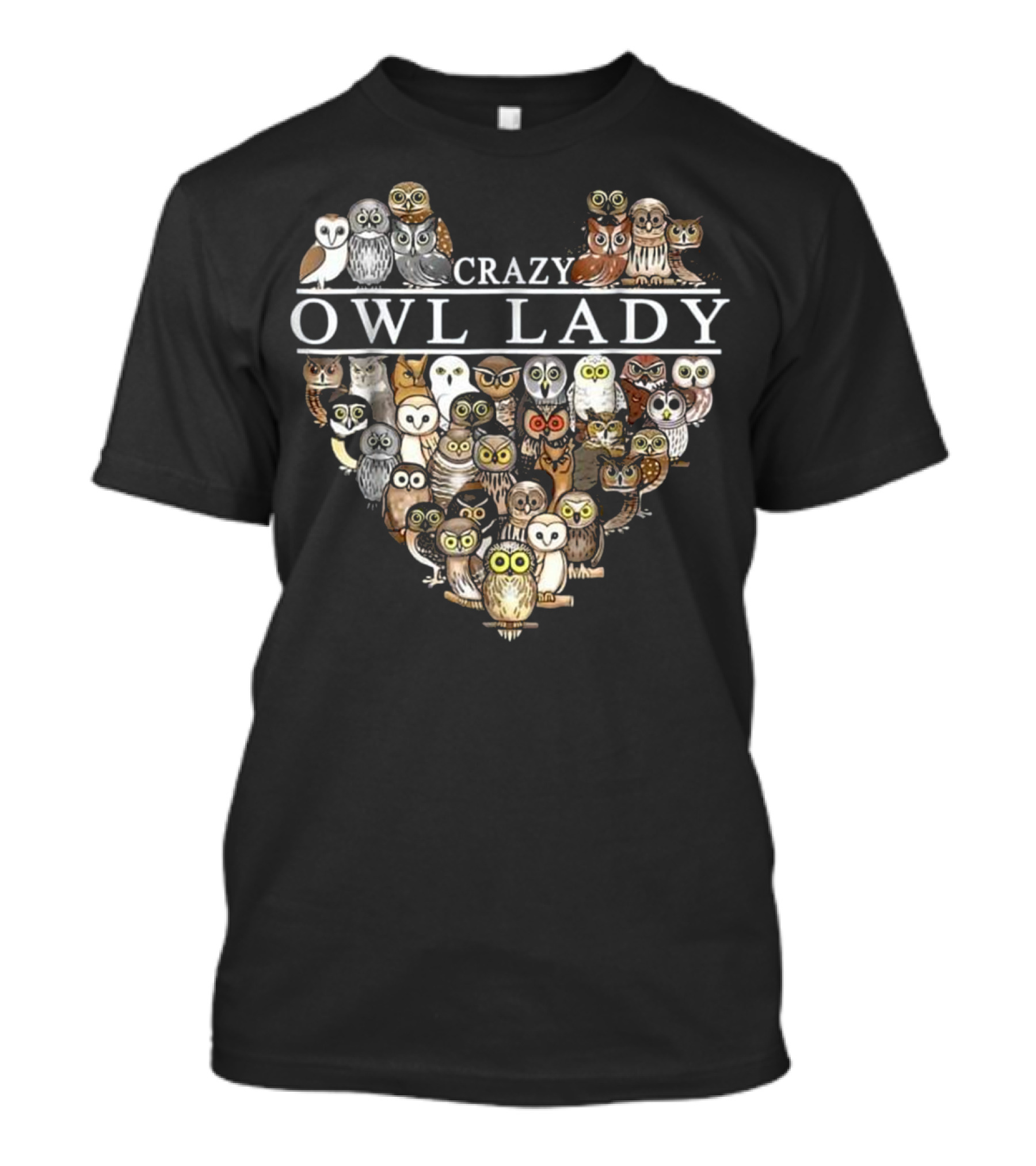 Crazy Owl Lady Heart Owl Collection T-Shirt