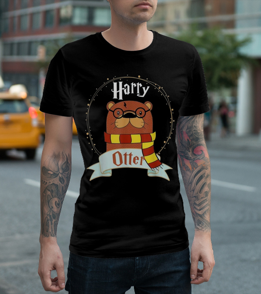 Harry Otter Funny Wizard Parody Magic Scarf Animal T-Shirt