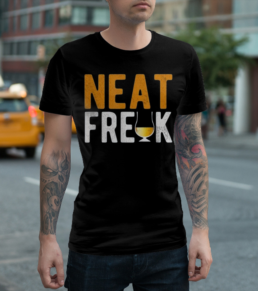 Neat Freak Whiskey Joke Funny Whiskey Glass T-Shirt