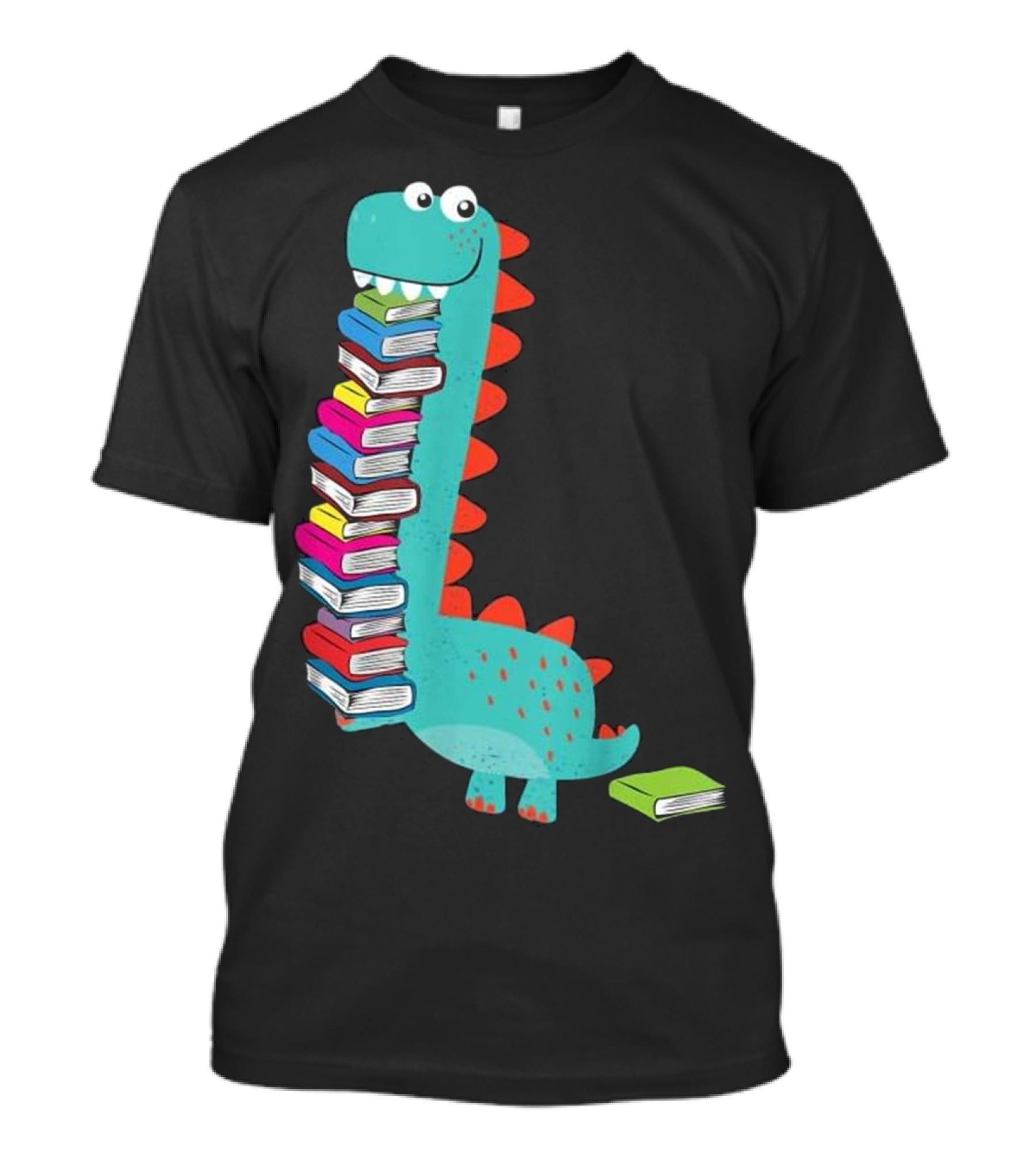 Cute Dinosaur Loves Book And Reading Book Fun Stack T-Shirt