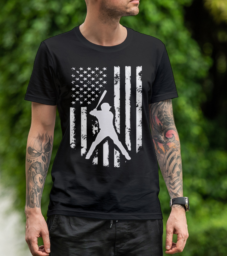 American Flag Baseball Distressed USA T-Shirt