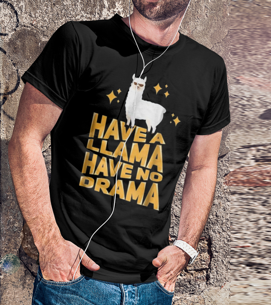 Have A Llama Have No Drama - Funny Llama With Sunglasses And Stars T-Shirt