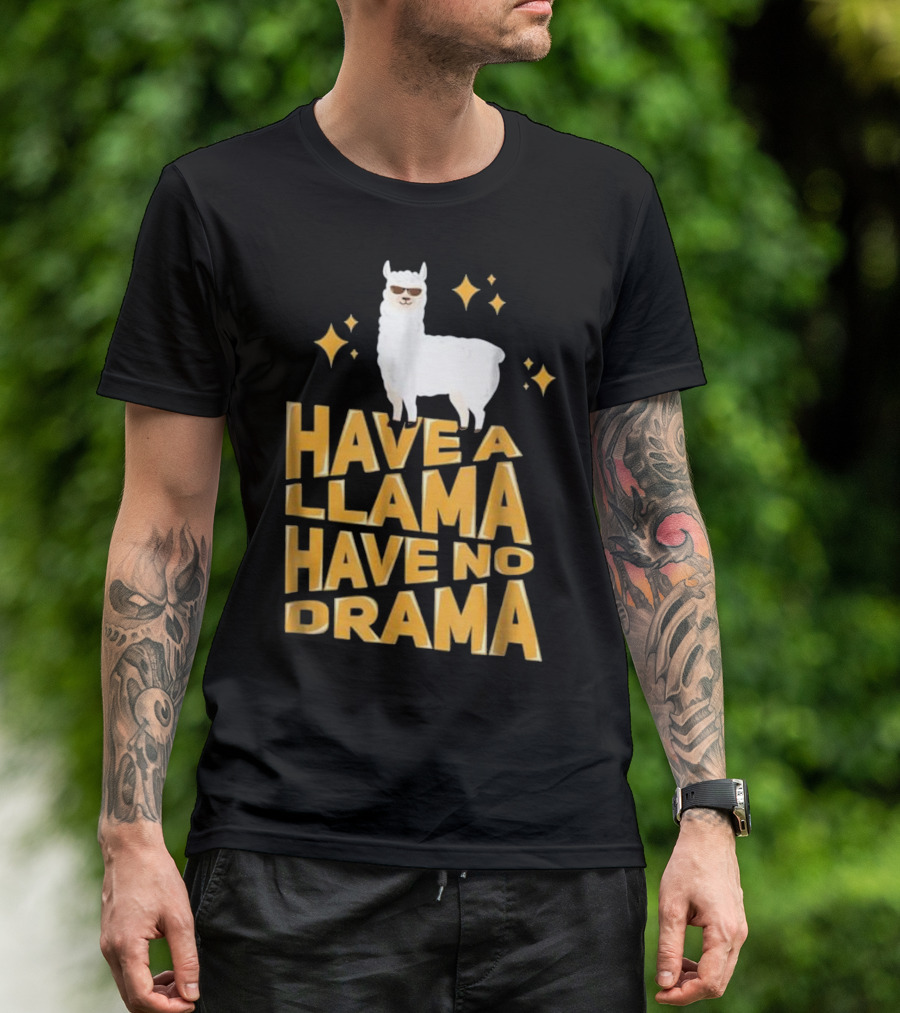 Have A Llama Have No Drama - Funny Llama With Sunglasses And Stars T-Shirt