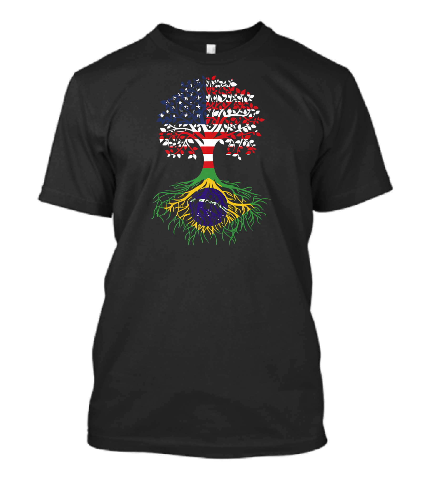Brazilian Roots American Grown Tree Flag Roots And Branches T-Shirt