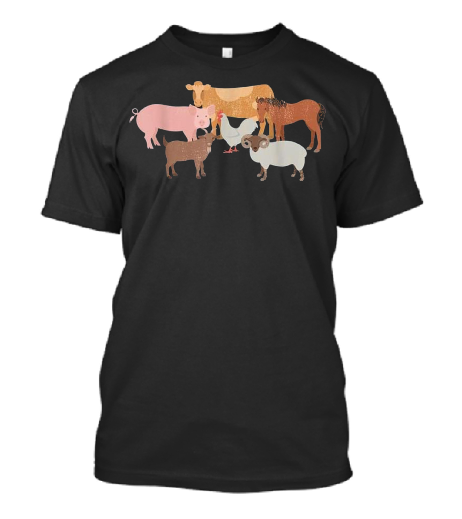 Cow Pig Chicken Horse Sheep Cute Farm Animals T-Shirt