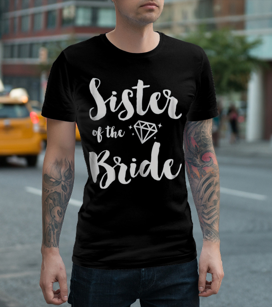 Navy Blue Bridal Party Sister Of The Bride Diamond T-Shirt