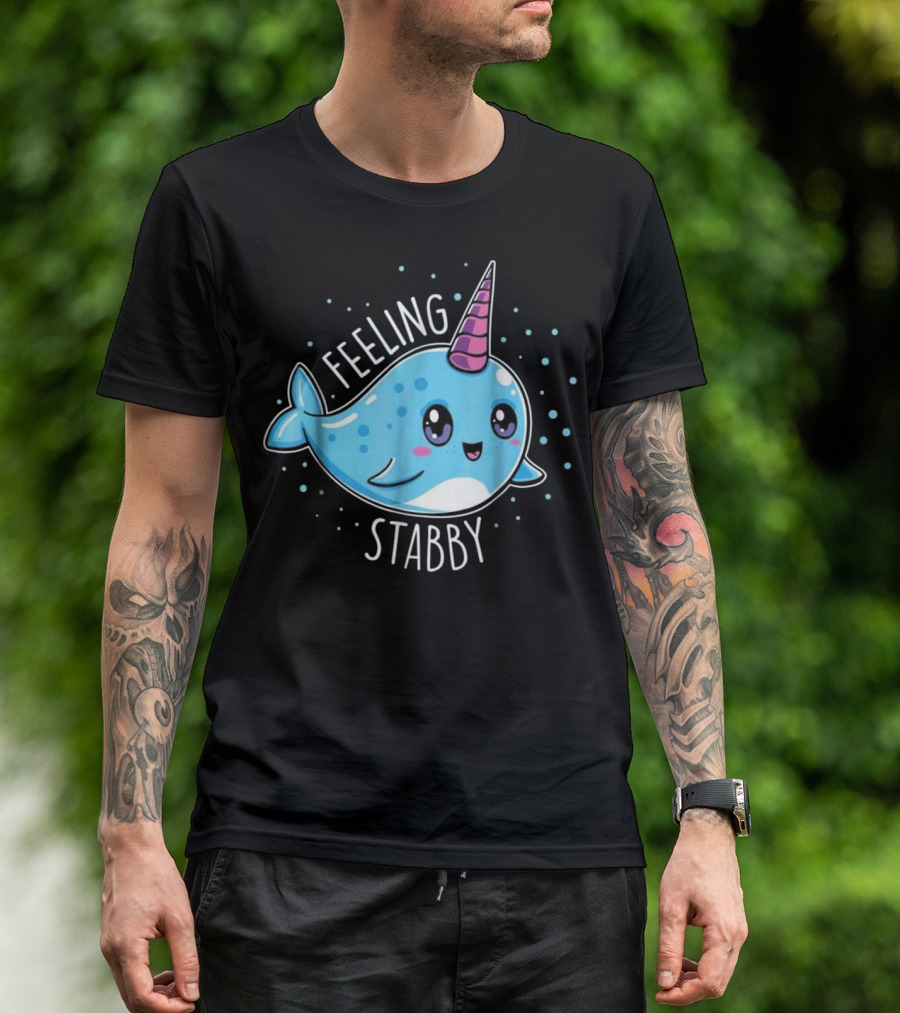 Feeling Stabby Kawaii Cute Narwhals T-Shirt